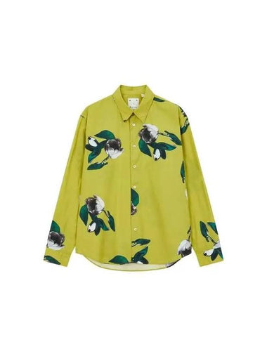 POP TRADING COLLABORATION Floral Cotton Button Up Shirt Dark Yellow Green 271747 - PAUL SMITH - BALAAN 1