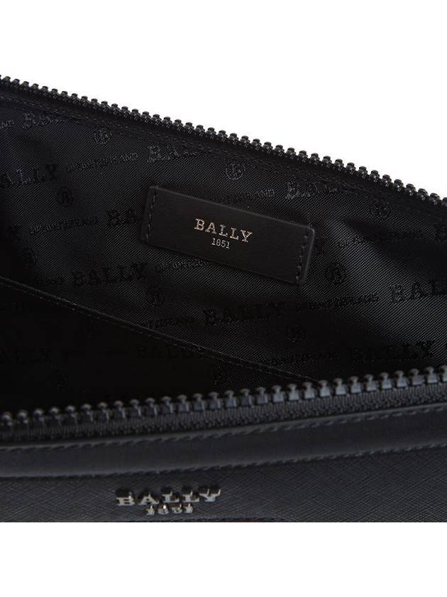 Bollis Large Recycled Leather Clutch Bag Black - BALLY - BALAAN 11