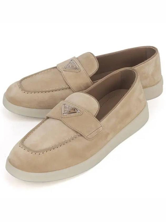 Suede Leather Loafers Ecru - PRADA - BALAAN 2