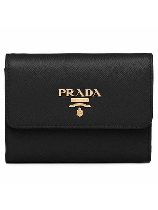 Saffiano Metal Logo Wallet Black - PRADA - BALAAN.