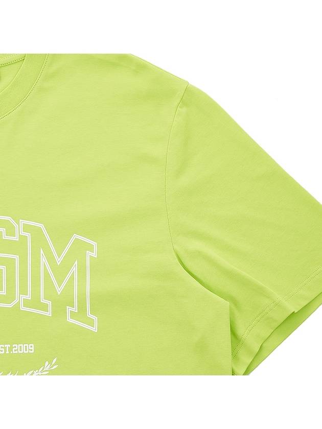 Men's Logo Print Cotton Short Sleeve T-Shirt Green - MSGM - BALAAN 5