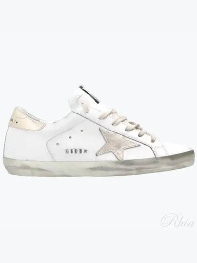 Women's Gold Sparkle Foxing Metal Stud Lettering Superstar Low Top Sneakers White - GOLDEN GOOSE - BALAAN 2