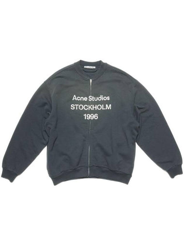 Logo Print Zip-Up Sweatshirt Black - ACNE STUDIOS - BALAAN 1