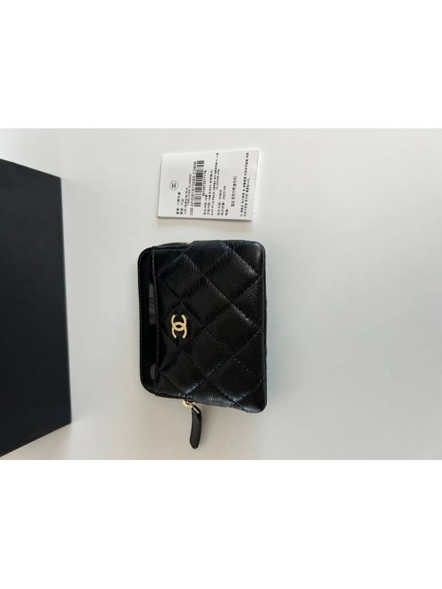 Classic zipper card wallet black caviar coin purse champagne gold AP2061 - CHANEL - BALAAN 5