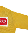 Paris Logo Intarsia Wool Knit Top Yellow - KENZO - BALAAN 5