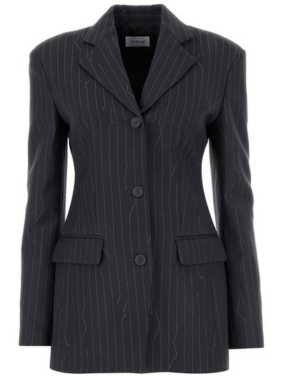 pinstripe pattern virgin wool blend blazer OWEF123S24FAB0030707 - OFF WHITE - BALAAN 2