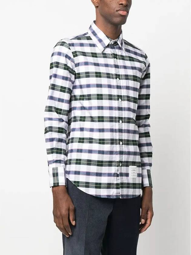 Oxford Tartan Check Cotton Long Sleeve Shirt - THOM BROWNE - BALAAN 4