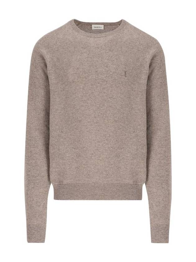 Cassandre crew neck long sleeve knit top beige - SAINT LAURENT - BALAAN 2