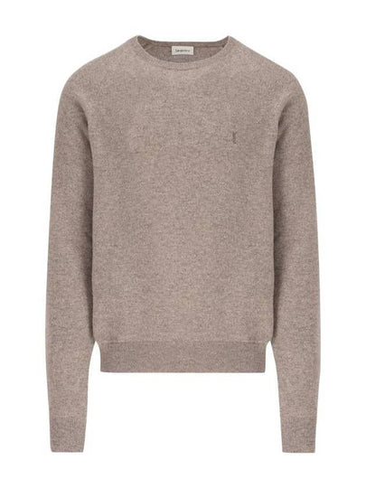 Cassandre crew neck long sleeve knit top beige - SAINT LAURENT - BALAAN 2