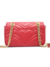 Women s Gucci 446744 Red Matelasse Chevron Leather GG Marmont Mini Gold Chain Cross Bag gt Gangbuk used luxury goods - GUCCI - BALAAN 6