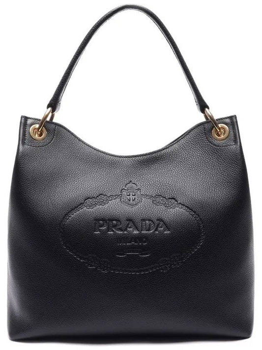 Vitello Phoenix Hobo Bag Black - PRADA - BALAAN 1