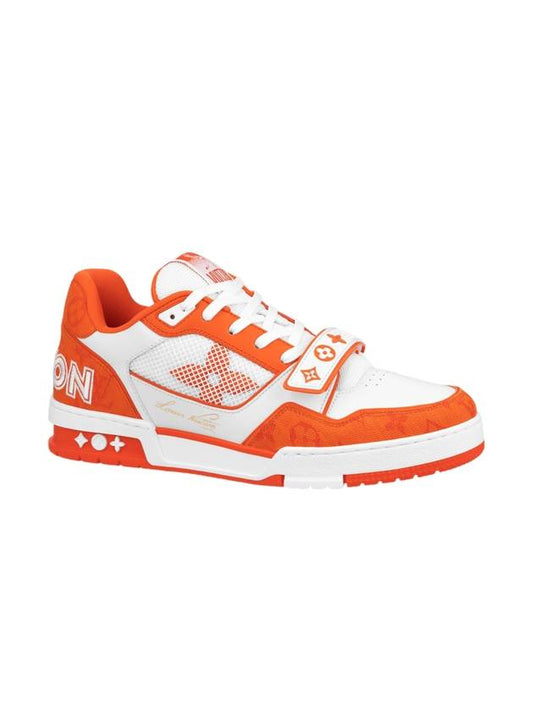 LV Trainer Velcro Monogram Low Top Sneakers Orange - LOUIS VUITTON - BALAAN 1