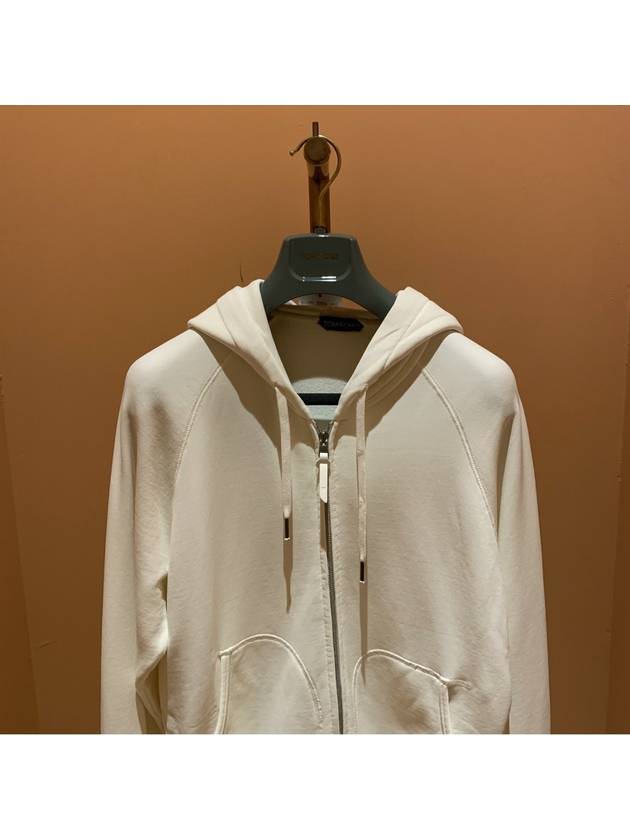 Drawstring Zip-Up Hoodie White - TOM FORD - BALAAN 3