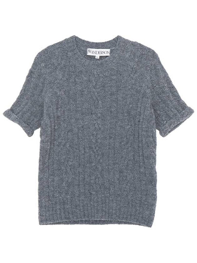 Cable Knit Short Sleeve T-Shirt Grey - JW ANDERSON - BALAAN 2