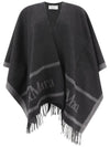 Logo Detail Fringed Cape Black - MAX MARA - BALAAN 1