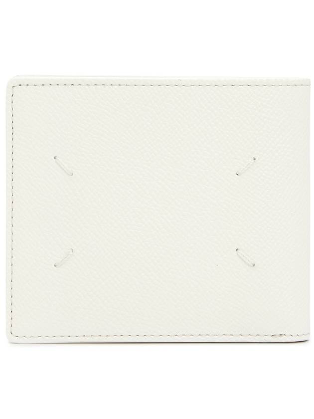 Stitched Bifold Leather Half Wallet White - MAISON MARGIELA - BALAAN 1