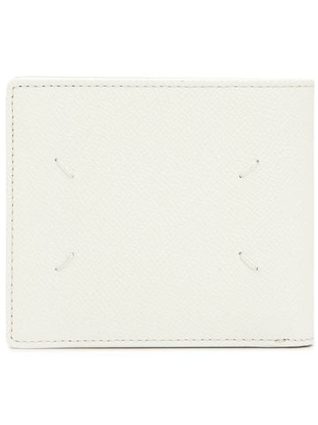 Stitched Bifold Leather Half Wallet White - MAISON MARGIELA - BALAAN 1