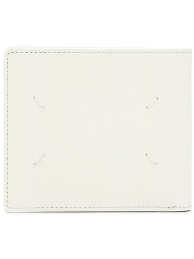 Stitched Bifold Leather Half Wallet White - MAISON MARGIELA - BALAAN 1