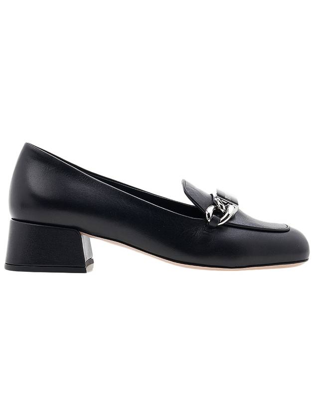 Chain Logo Leather Loafers Black - MIU MIU - BALAAN 3