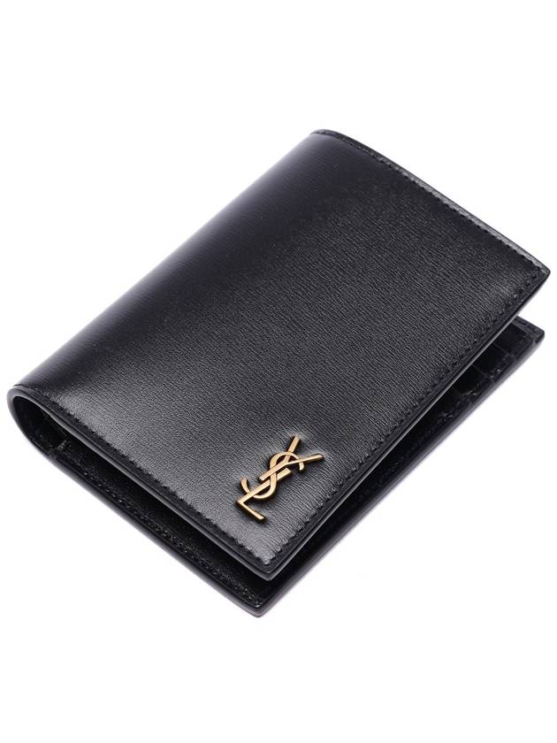 Monogram Gold Hardware Bifold Wallet Black - SAINT LAURENT - BALAAN.