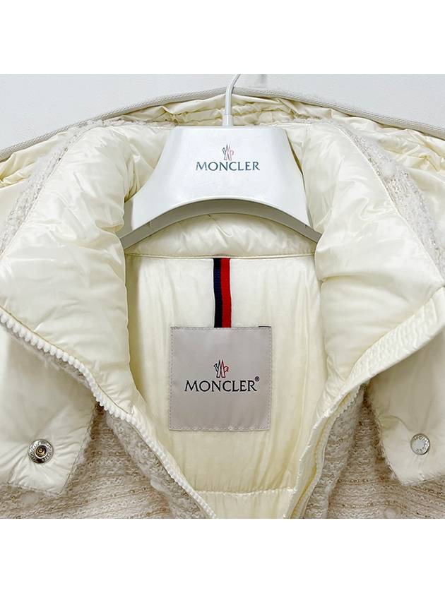 Women s FOURMINES Tweed Logo Patch Short Down Padded Jacket White Ivory 1A00160 5980U M11 - MONCLER - BALAAN 9