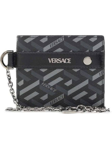 Signature Strap Bi-fold Wallet Gray - VERSACE - BALAAN.