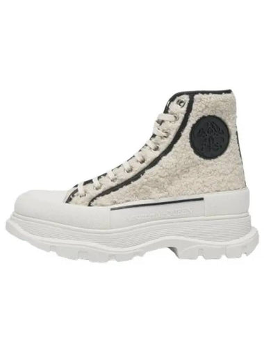 Shearling Tread Slick Sneakers Natural Black Off White - ALEXANDER MCQUEEN - BALAAN 1