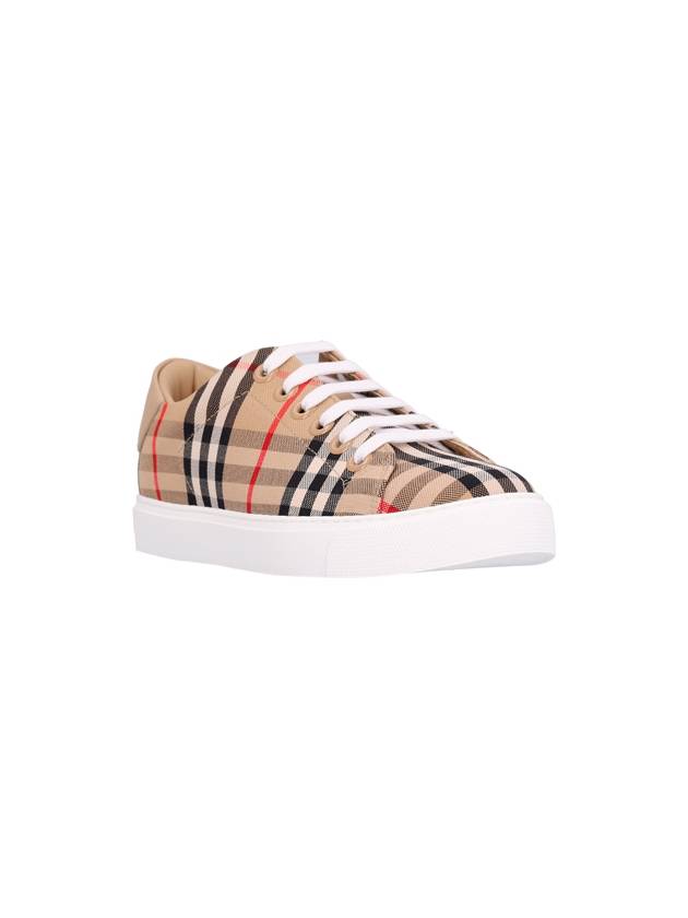 Vintage Check and Leather Sneakers Archive Beige - BURBERRY - BALAAN 3