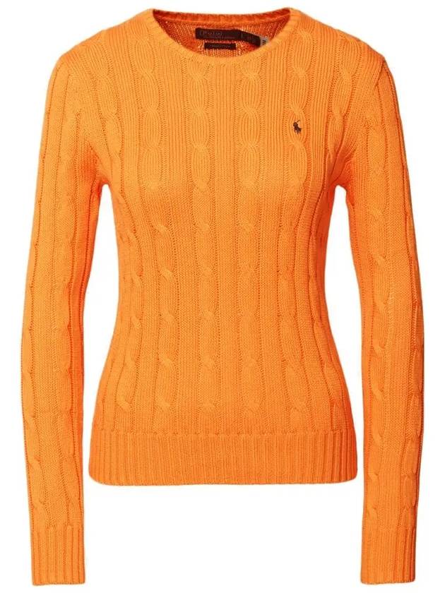 Embroidered Logo Pony Cable Knit Top Orange - POLO RALPH LAUREN - BALAAN 2