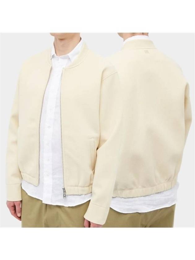 Zip-Up Blouson Jacket Ivory - AMI - BALAAN 3