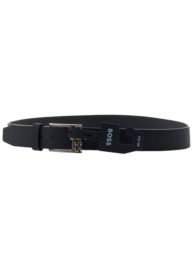 Men's Buckle Logo Leather Belt Black - HUGO BOSS - BALAAN 6