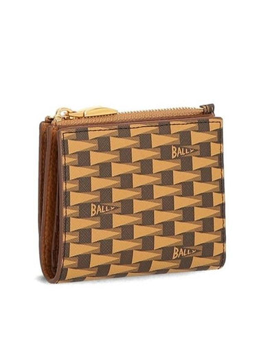 6CC ZIP Logo Pattern Half Wallet Orange - BALLY - BALAAN 1