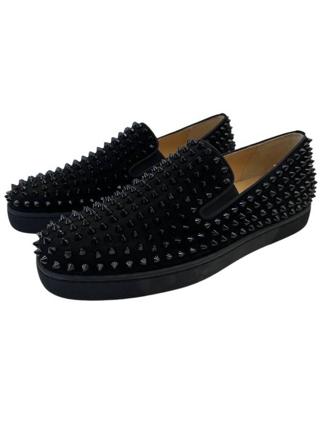 Roller Boat Spike Suede Slip-Ons Black - CHRISTIAN LOUBOUTIN - BALAAN 2