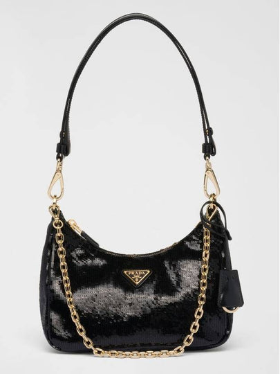 Re-Edition Re-Nylon and Sequin Mini Bag Black - PRADA - BALAAN 2