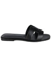 Oran Calfskin Slippers Noir Piqures Ecrues Black - HERMES - BALAAN 3