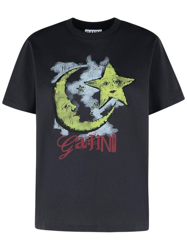 Moonlight Print Short Sleeve T-Shirt Grey - GANNI - BALAAN 2