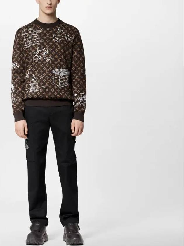 Monogram Embroidered Wool Crew Neck Knit Top Dark Brown - LOUIS VUITTON - BALAAN 10