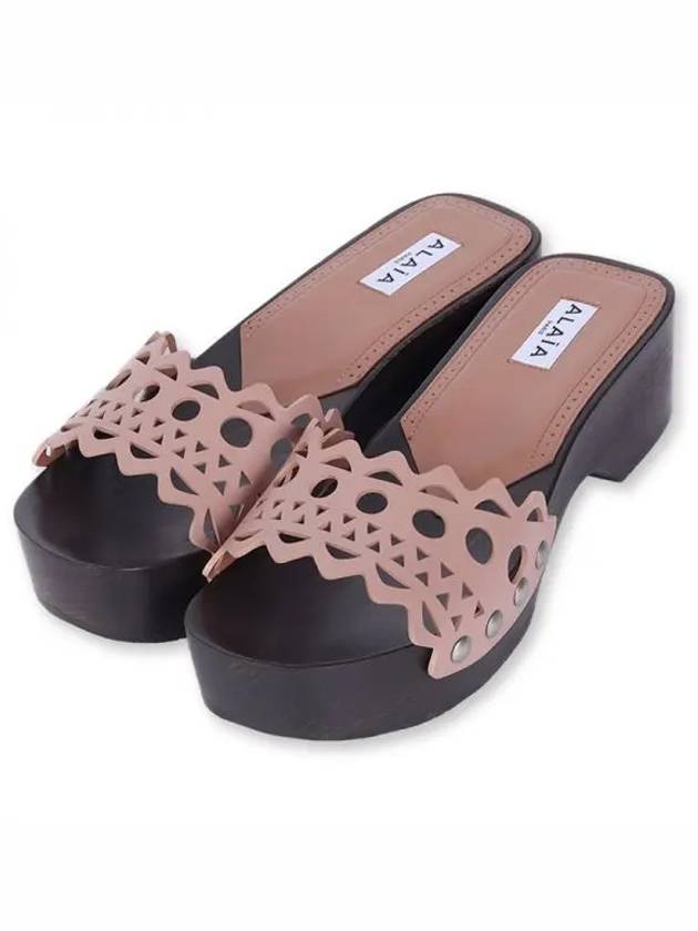 Women s Punching Wood Clog Mule Sandals Nude 1120656 - ALAIA - BALAAN 1