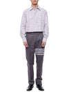 Striped Check Oxford Long Sleeve Shirt Grey - THOM BROWNE - BALAAN 4