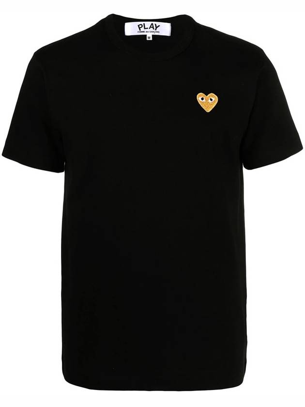 Small Gold Heart Wappen Short Sleeve T-Shirt Black P1 T216 1 - COMME DES GARCONS - BALAAN 3