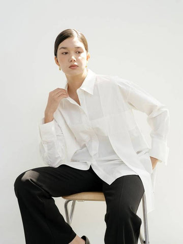 Cross Detail Oversized Shirt White - YOUNESS - BALAAN 1