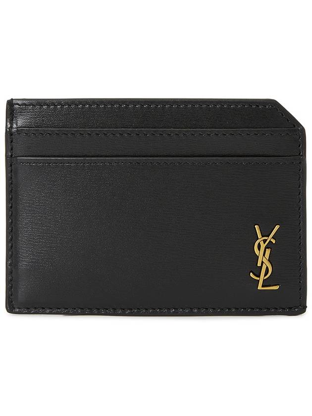 Tiny Cassandre Open Shiny Leather Card Wallet Black - SAINT LAURENT - BALAAN 2