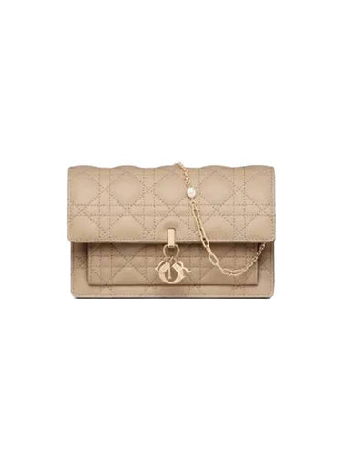 Lady Chain Canage Lambskin Pouch Bag Sand - DIOR - BALAAN 1