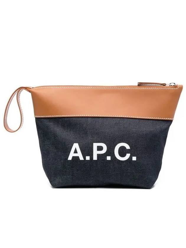 Axel Logo Denim Leather Pouch Bag Navy Brown - A.P.C. - BALAAN 2