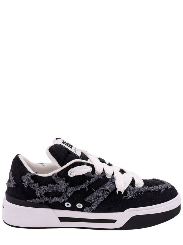 New Roma Fringe Trim Low Top Sneakers Black - DOLCE&GABBANA - BALAAN 2