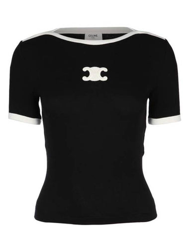 Triomphe Logo Short Sleeve T-Shirt Black - CELINE - BALAAN 1