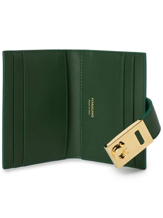 Hug Two-Tone Card Wallet Forest Green - SALVATORE FERRAGAMO - BALAAN 5