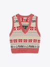 V-neck Logo Graphic Wool Blend Vest - GANNI - BALAAN 2