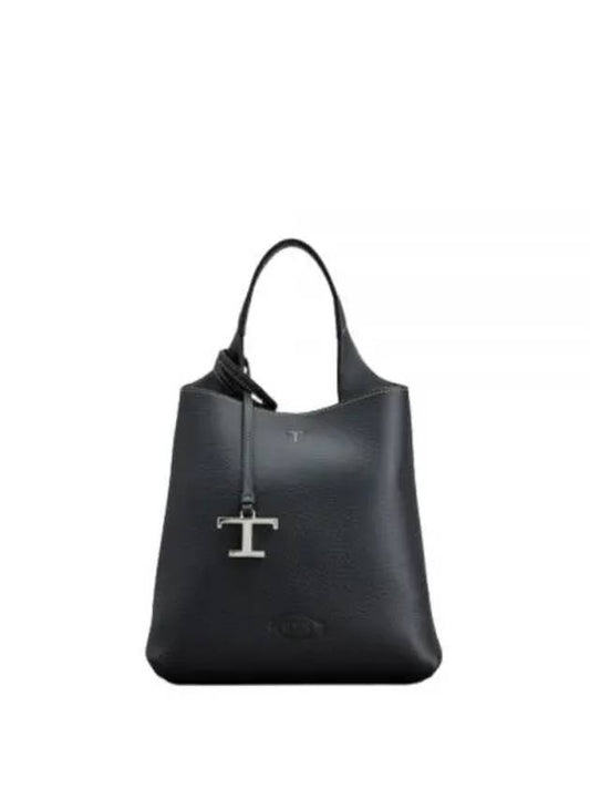 Logo Mini Leather Tote Bag Black - TOD'S - BALAAN 2