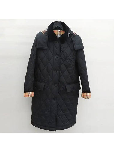 8057169 Dereham Women s Quilted Long Jacket Black M Size - BURBERRY - BALAAN 1